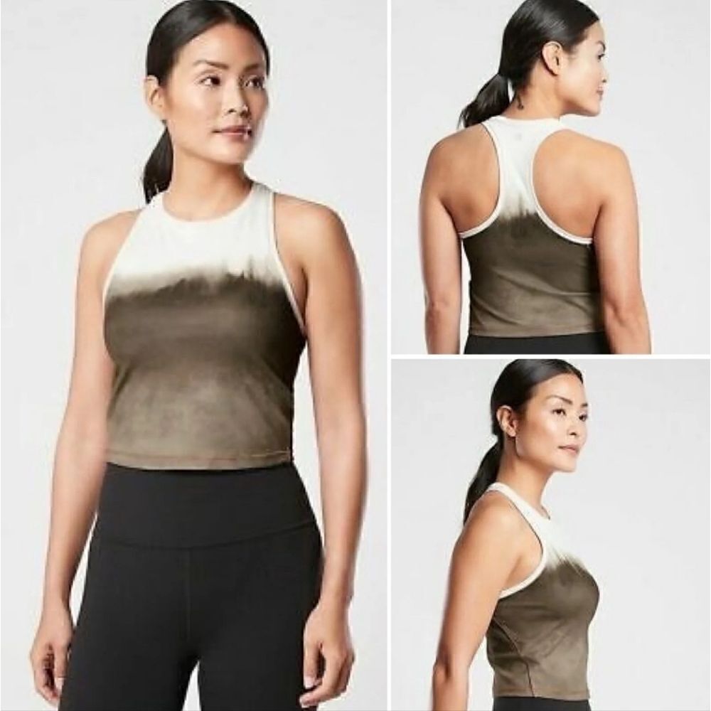 Athleta Shanti Watercolor Stripe Crop Tank Womens Size Small workout yoga lounge
